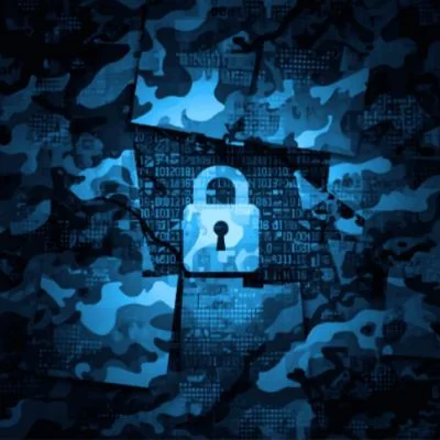 Padlock on a digital camouflage pattern