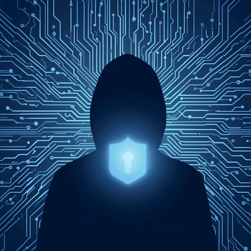 Hooded figure with a glowing shield